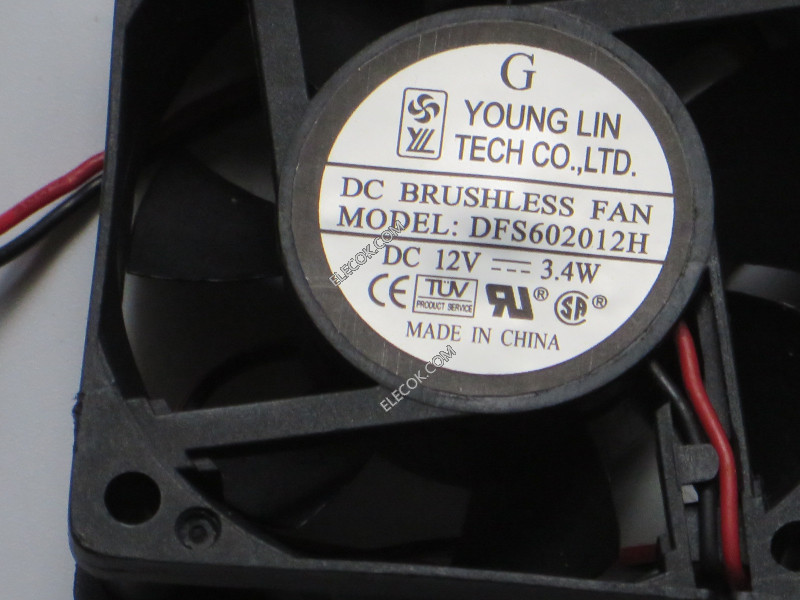 YOUNG LIN DFS602012H 12V 3,4W 2 draden Koeling Ventilator 