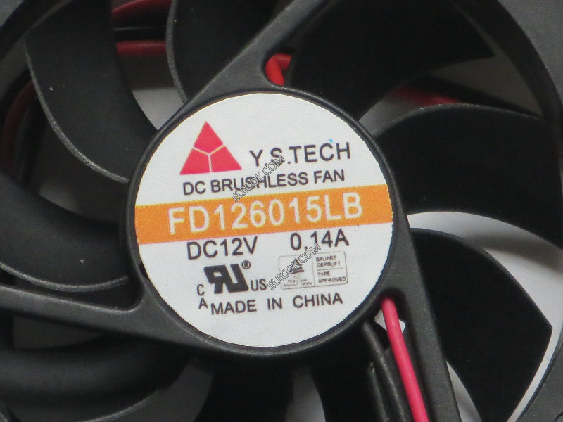 Y.S.TECH FD126015LB 12V 0,14A 2 câbler Ventilateur 