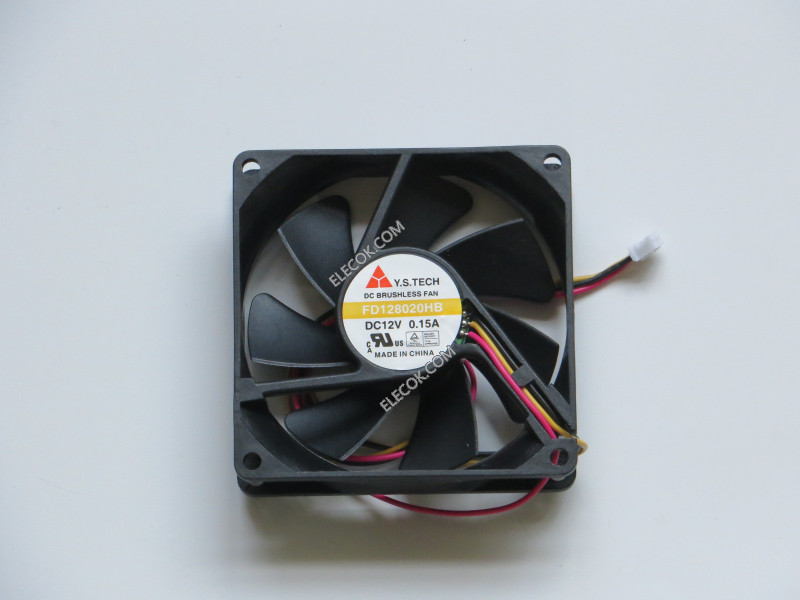 Y.S.TECH FD128020HB 12V 0,15A 3 ledninger Cooling Fan 