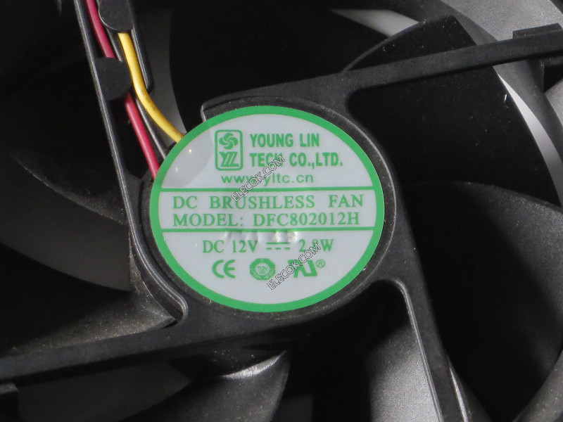 YOUNG LIN DFC802012H 12V 2,8W 3 fili Ventilatore 