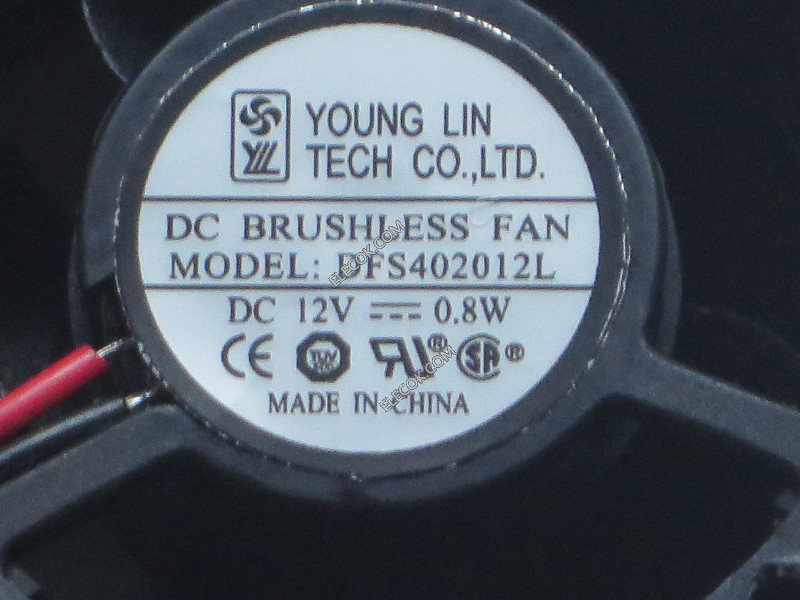 YOUNG LIN DFS402012L 12V 0,8W 2 draden Koelventilator 