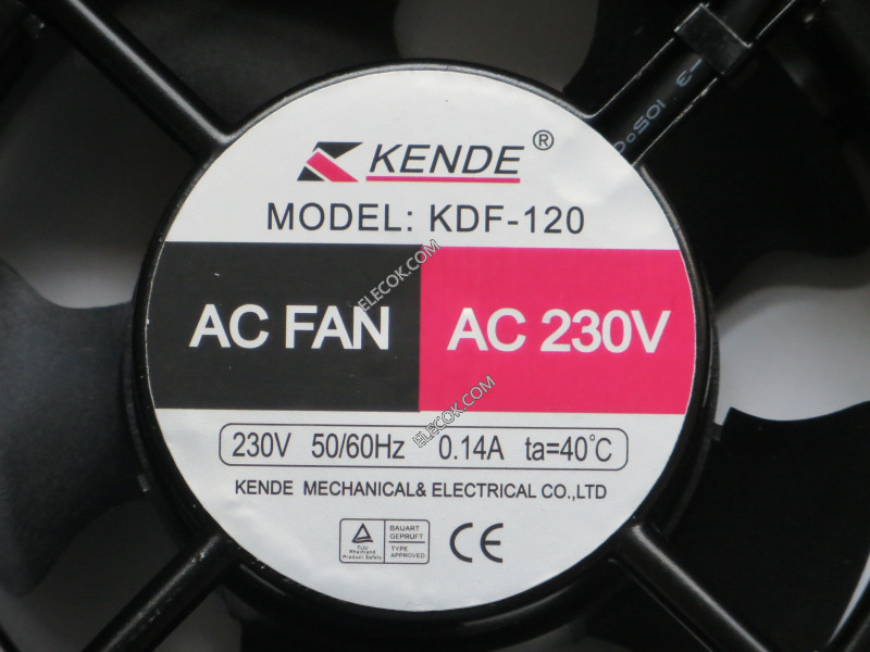 KENDE KDF-120 KDF120 230V 0,14A 2cable Enfriamiento Ventilador 