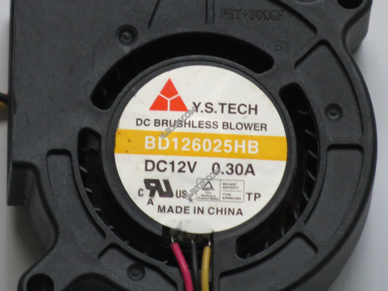 Y.S.TECH BD126025HB 12V 0,3A 3wires Cooling Fan 
