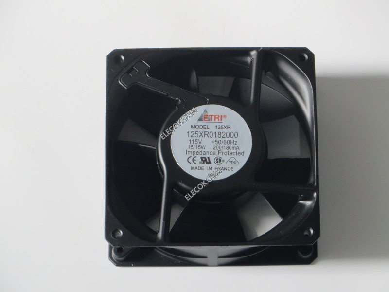 تعرض عالي تحويل المزيفة  ETRI 125XR0182000 115V 50/60 Hz 16/15W 200/180mA Cooling Fan, Refurbished