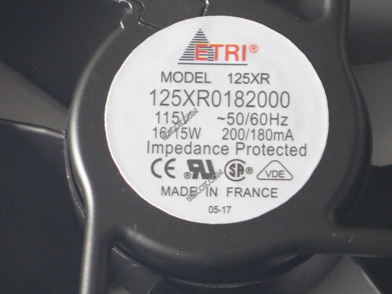 ETRI 125XR0182000 115V 50/60 Hz 16/15W 200/180mA Ventilateur Remis à Neuf 