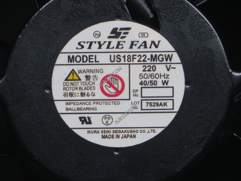 STYLEFAN US18F22-MGW 220V 40/50W Ventilateur 