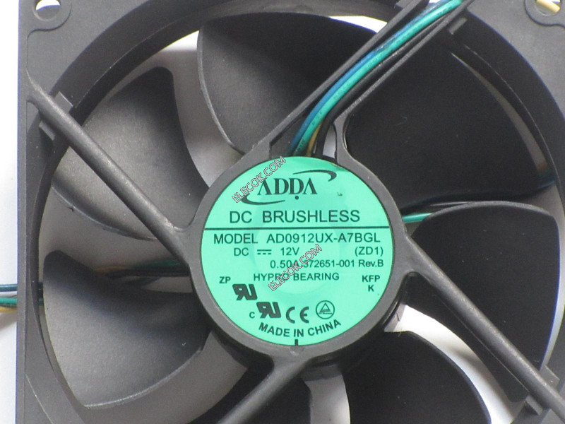 ADDA AD0912UX-A7BGL 9225 0,5A 4wires Cooling Fan 