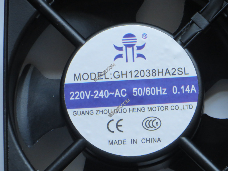 GUO Heng GH12038HA2SL 220/240V 0,14A 2 fili Ventilatore 