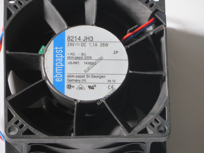 EBMPAPST 8214 JH3 24V 1,1A 26W 2wires cooling Fan refurbishment 