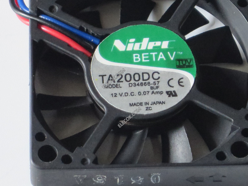 Nidec D34666-57 BUF 12V 0,07A 3 draden koeling ventilator 