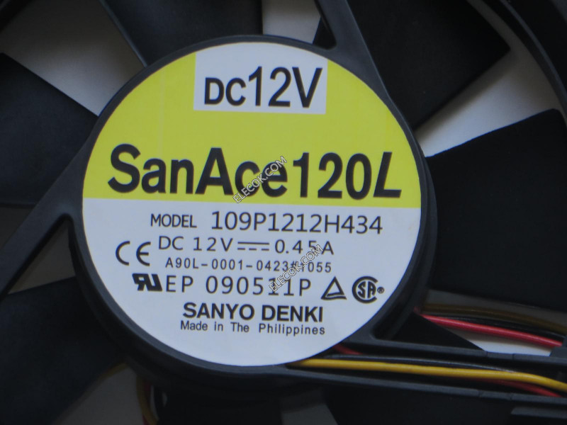 SANYO 109P1212H434 12V 0,45A 3 draden koelventilator 