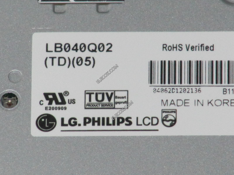LB040Q02-TD05 4.0" a-Si TFT-LCD Panel för LG.Philips LCD，Used 
