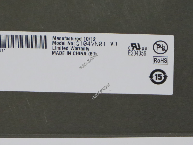G104VN01 V1 10,4" a-Si TFT-LCD Panneau pour AUO usagé 