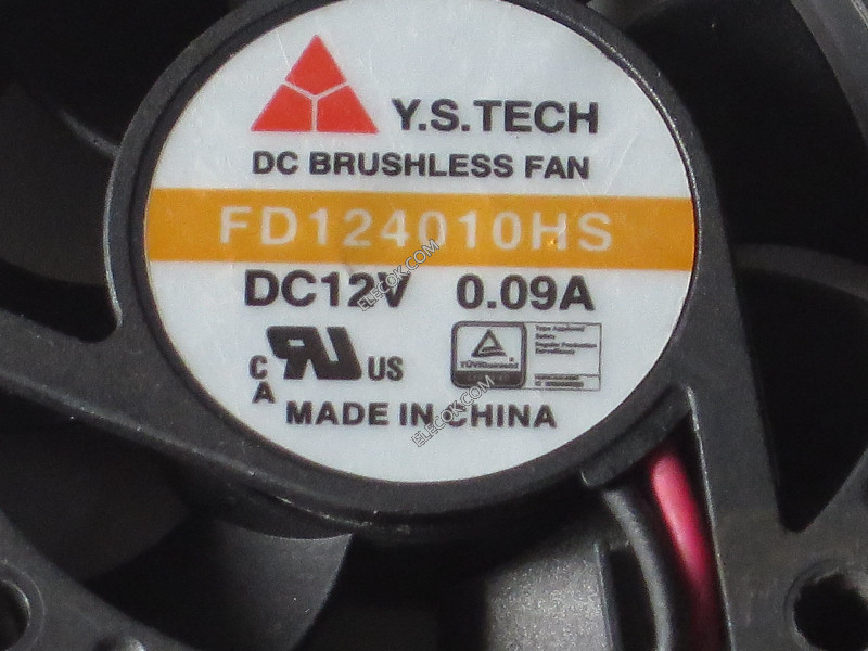 Y.S.TECH FD124010HS 12V 0,09A 1,08W 2 ledninger Kjølevifte 