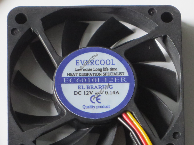 EVERCOOL EC6010L12ER 12V 0.14A 3wires cooling fan