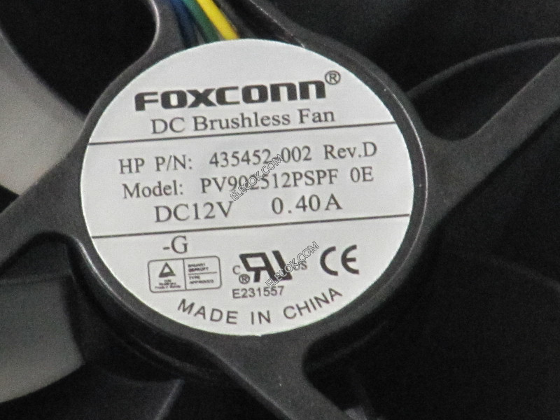 FOXCONN PV902512PSPF 12V 0,4A 4 cable Enfriamiento Ventilador 