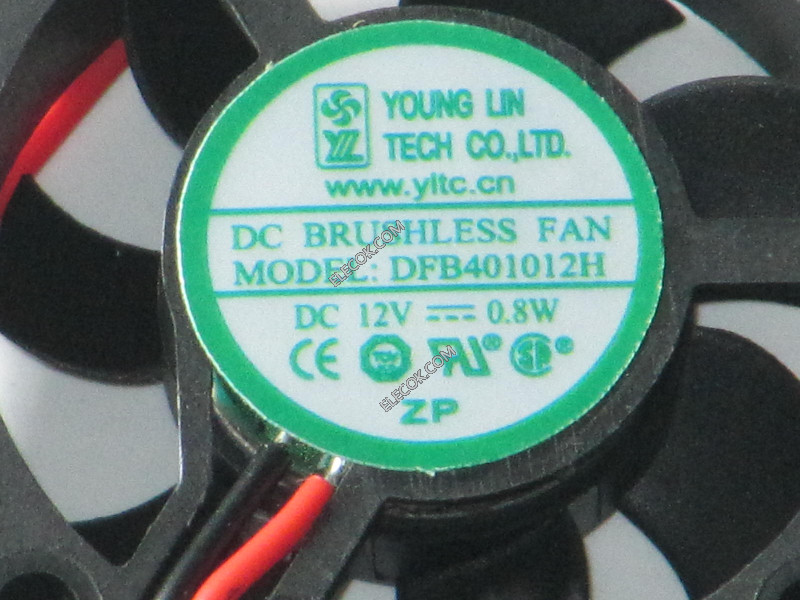 YOUNG LIN DFB401012H 12V 0.8W 2wires cooling fan