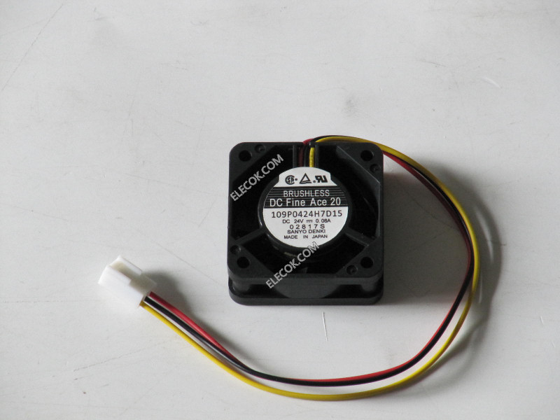 Sanyo 109P0424H7D15 24V 0.08A 3wires Cooling Fan 
