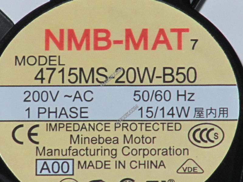 NMB 4715MS-20W-B50 200V 0,14A 15W 2cable Enfriamiento Ventilador 