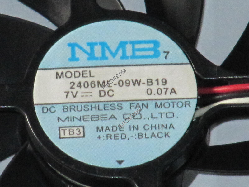 NMB 2406ML-09W-B19 7V 0.07A 3wires Cooling Fan
