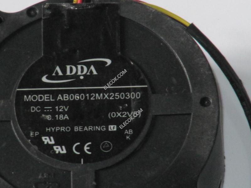 ADDA AB06012MX250300 12V 0.18A 3線冷却ファン