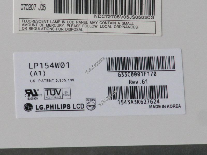 LP154W01-A1 15,4" a-Si TFT-LCD Panel för LG.Philips LCD 
