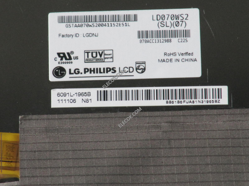 LD070WS2-SL07 7.0" a-Si TFT-LCD Panel för LG Display male kontakt 