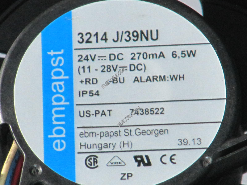EBM-Papst 3214J/39NU 24V 270mA 6,5W 3wires Cooling Fan 