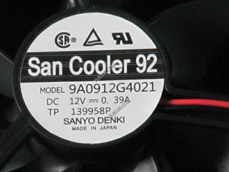 Sanyo 9A0912G4021 12V 0.39A 4.68W 2線冷却ファン