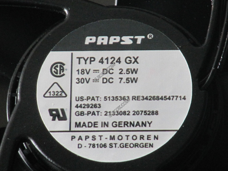 EBM-Papst TYP 4124GX 18/30V 2,5/7,5W 2 câbler Ventilateur 