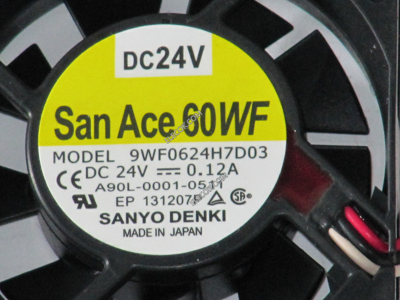 Sanyo 9WF0624H7D03 24V 0,12A 3 ledninger Kjølevifte Refurbished 