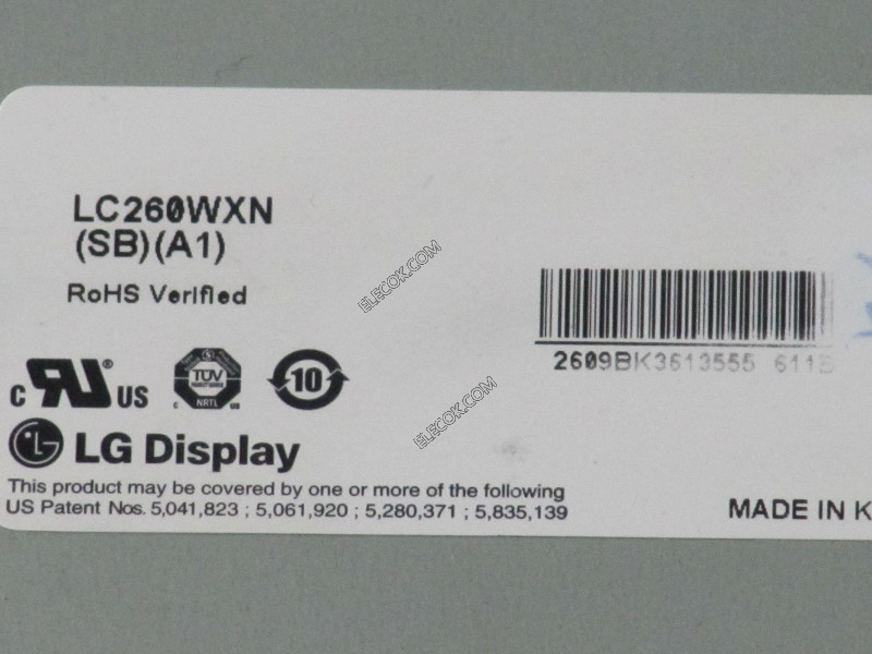 LC260WXN-SBA1 26.0" a-Si TFT-LCD Panel til LG Display 