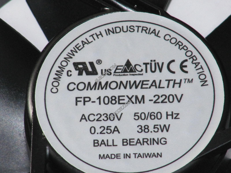 TAIWAN COMMONWEALTH FP-108EXM-220V 230V 50/60HZ 0,25A 38,5W Kylfläkt with socket connection refurbished 
