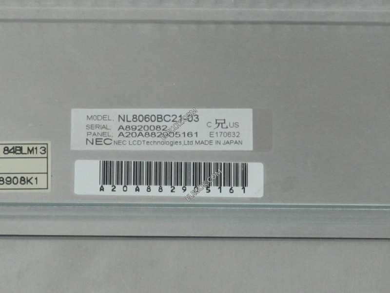 NL8060BC21-03 8,4" a-Si TFT-LCD Panneau pour NEC 