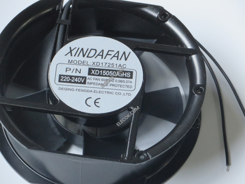 XINDAFAN XD17251AC 220/240V 0,08/0,07A 2wires Cooling Fan Oval kształt 