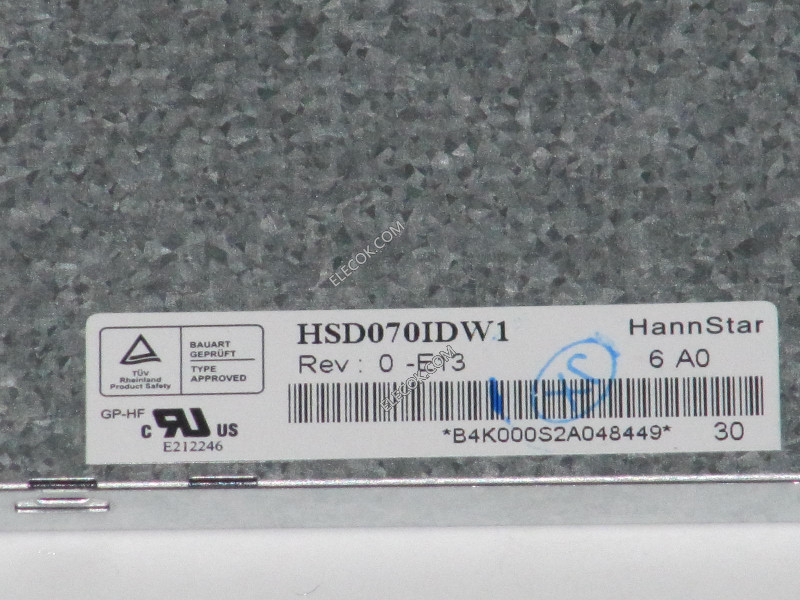 HSD070IDW1-E13 7.0" a-Si TFT-LCD Panneau pour HannStar 