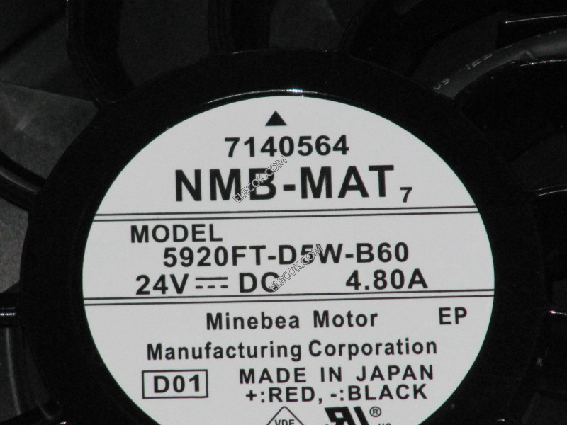 NMB 5920FT-D5W-B60-D01 24V 4.80A 2 fili Ventilatore ristrutturato 