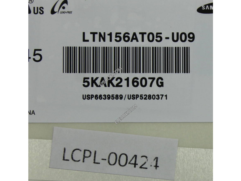 LTN156AT05-U09 15,6" a-Si TFT-LCD Panneau pour SAMSUNG 
